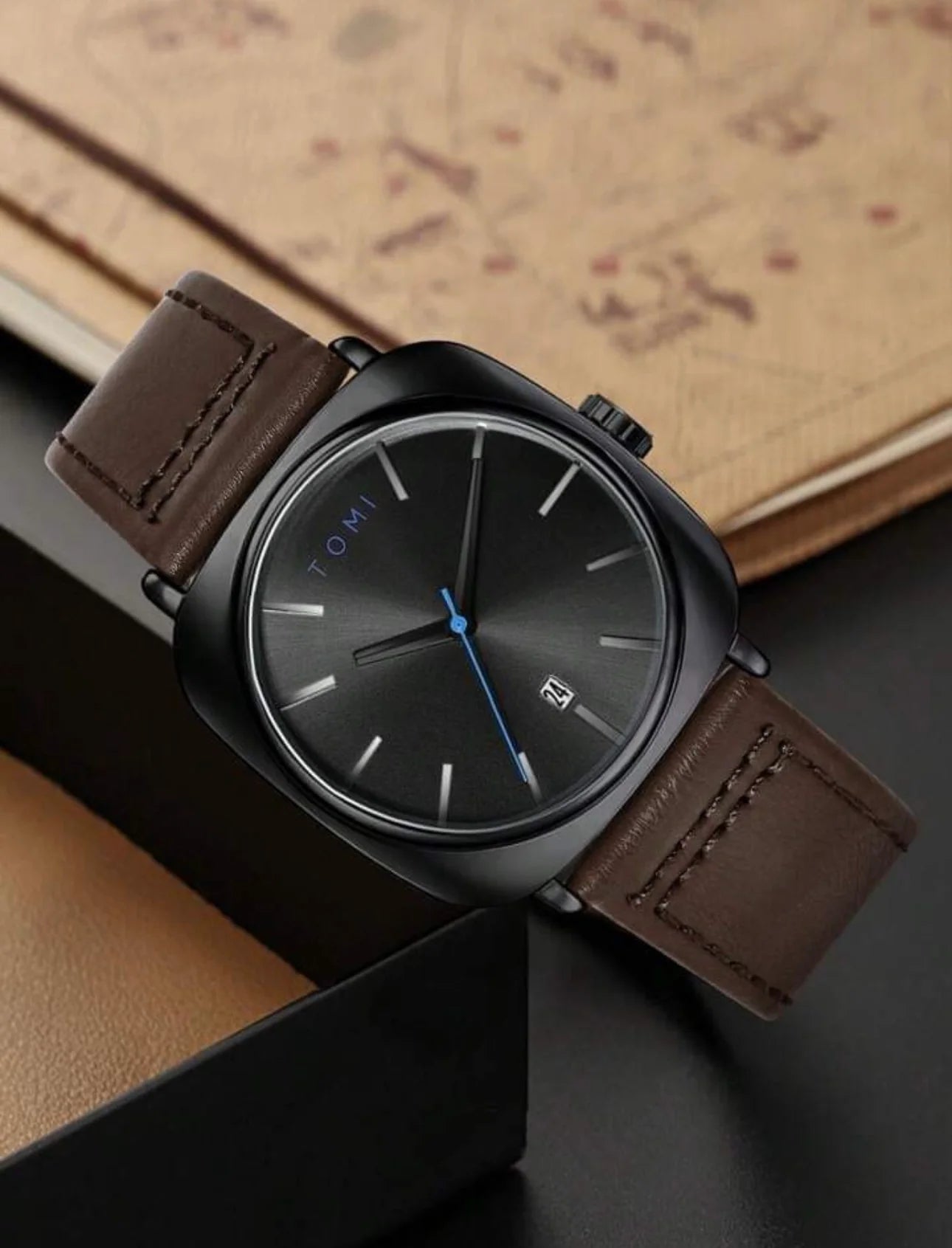 TOMI Midnight Noir – Minimalist Black Dial Men's Watch