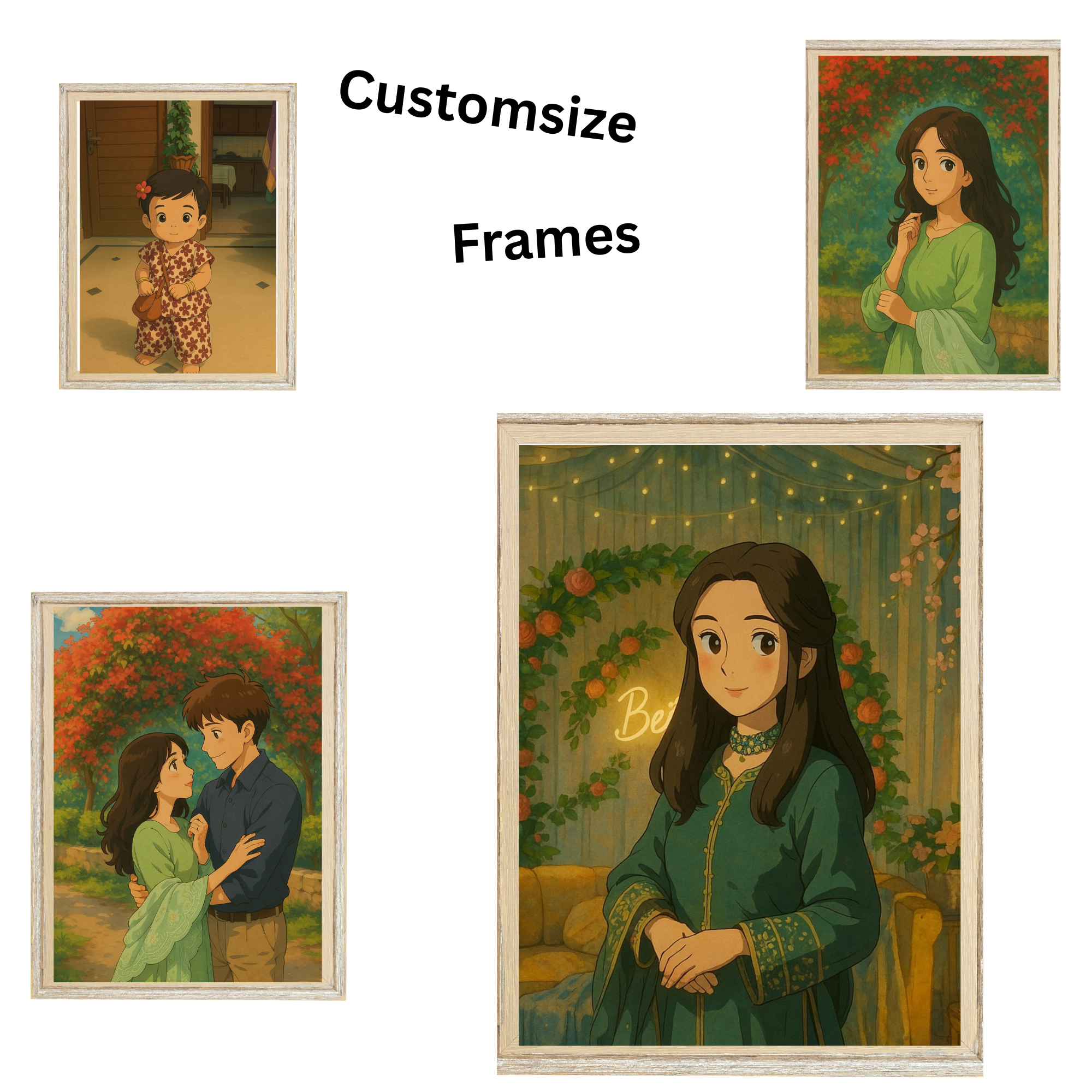 Customized Ghibli Art Photo Frame/Personalized Framed Gift