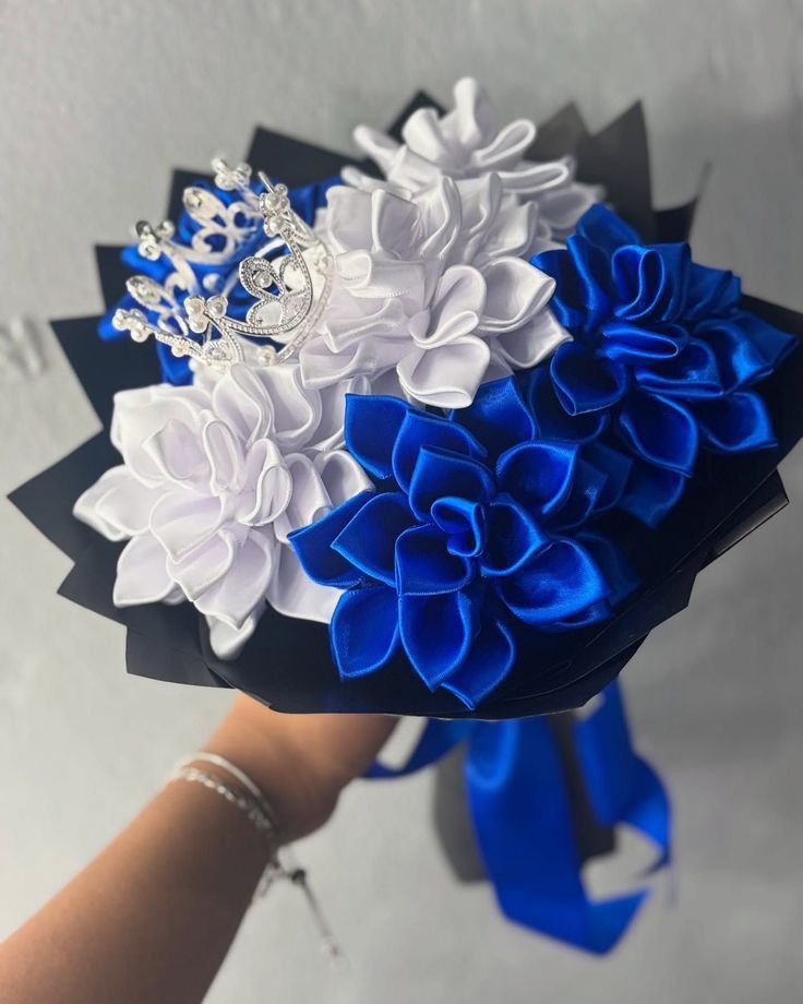 Forever Bloom Dahlia Ribbon Flower  Bouquet - Siyyah