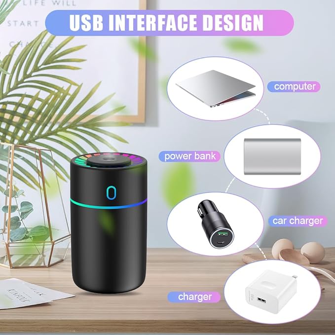 Smart Humidifier With RGB Ambient Color Effects &Speed control 230ml