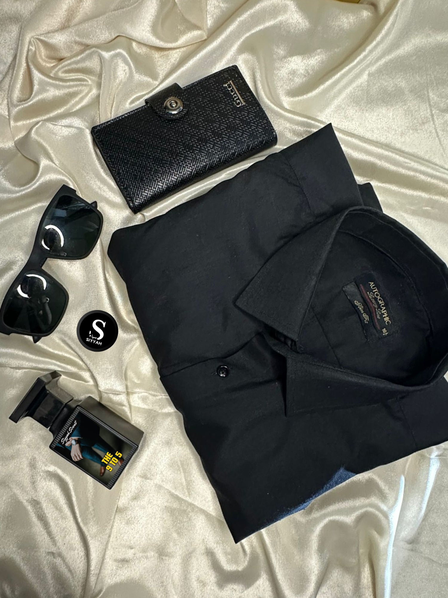 Set of 4 ( black shirt +black glasses +perfume +wallet ) gift for him