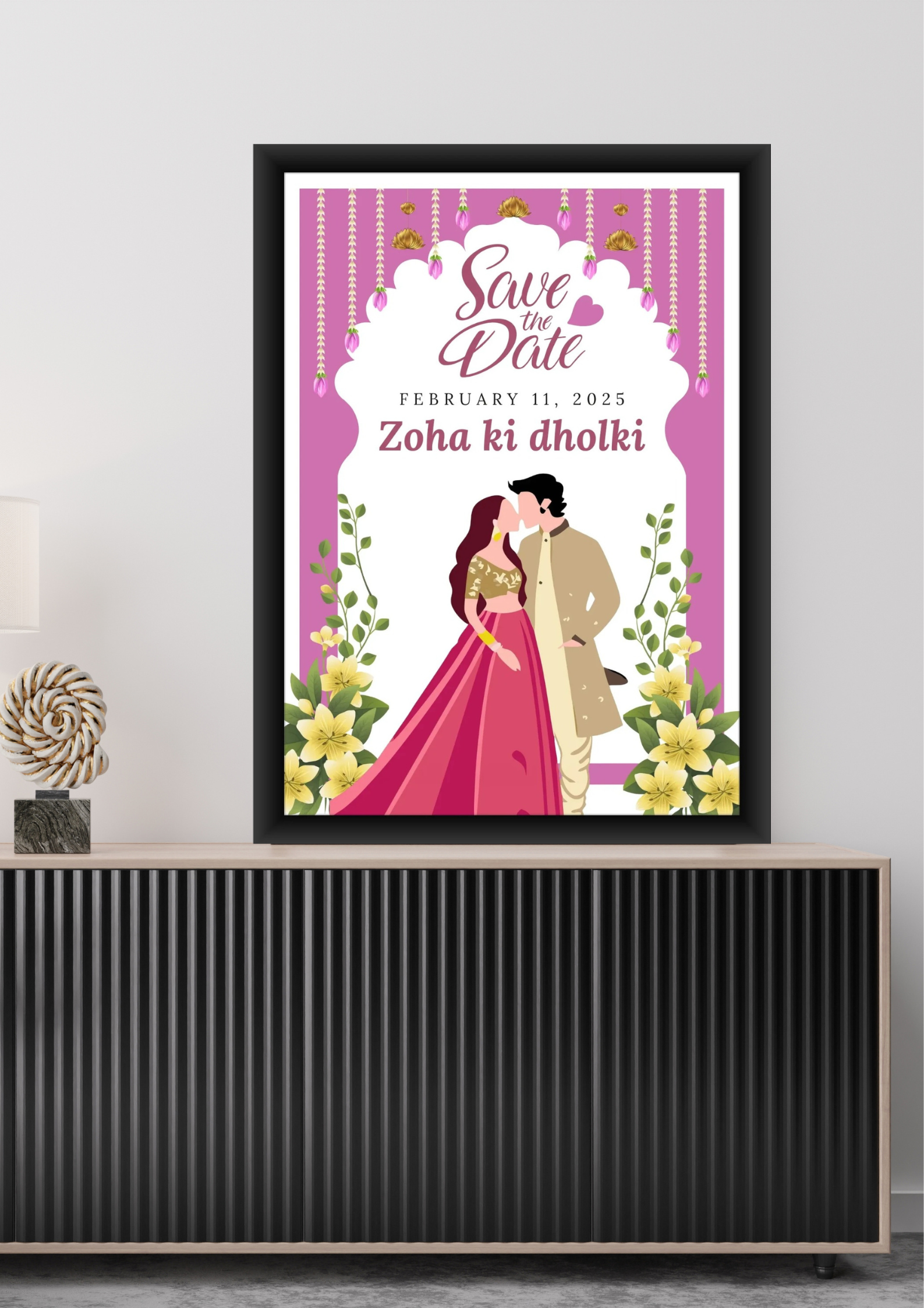 Customized Dholki Frame for couple