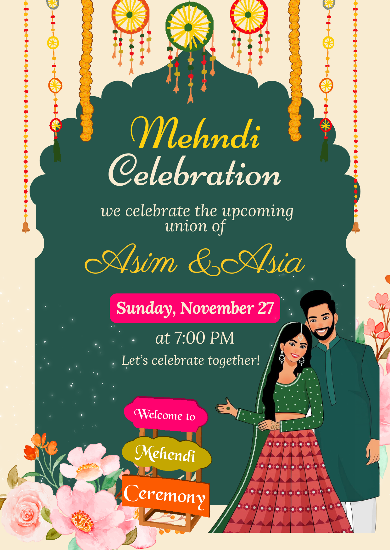 Customized Mehndi frame for couple