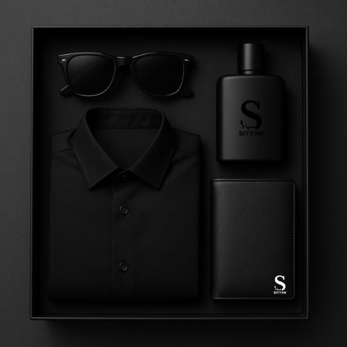 Set of 4 ( black shirt +black glasses +perfume +wallet ) gift for him