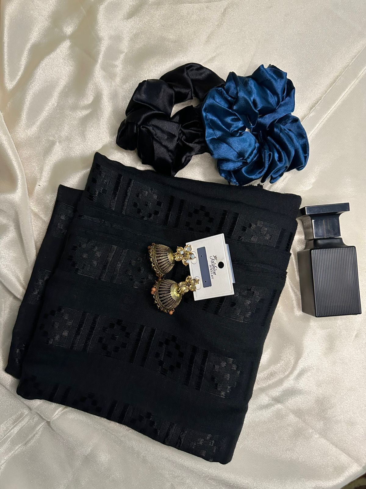 Set of 4( Perfume + Scrunchies + Earrings + black stoller )  gift for her