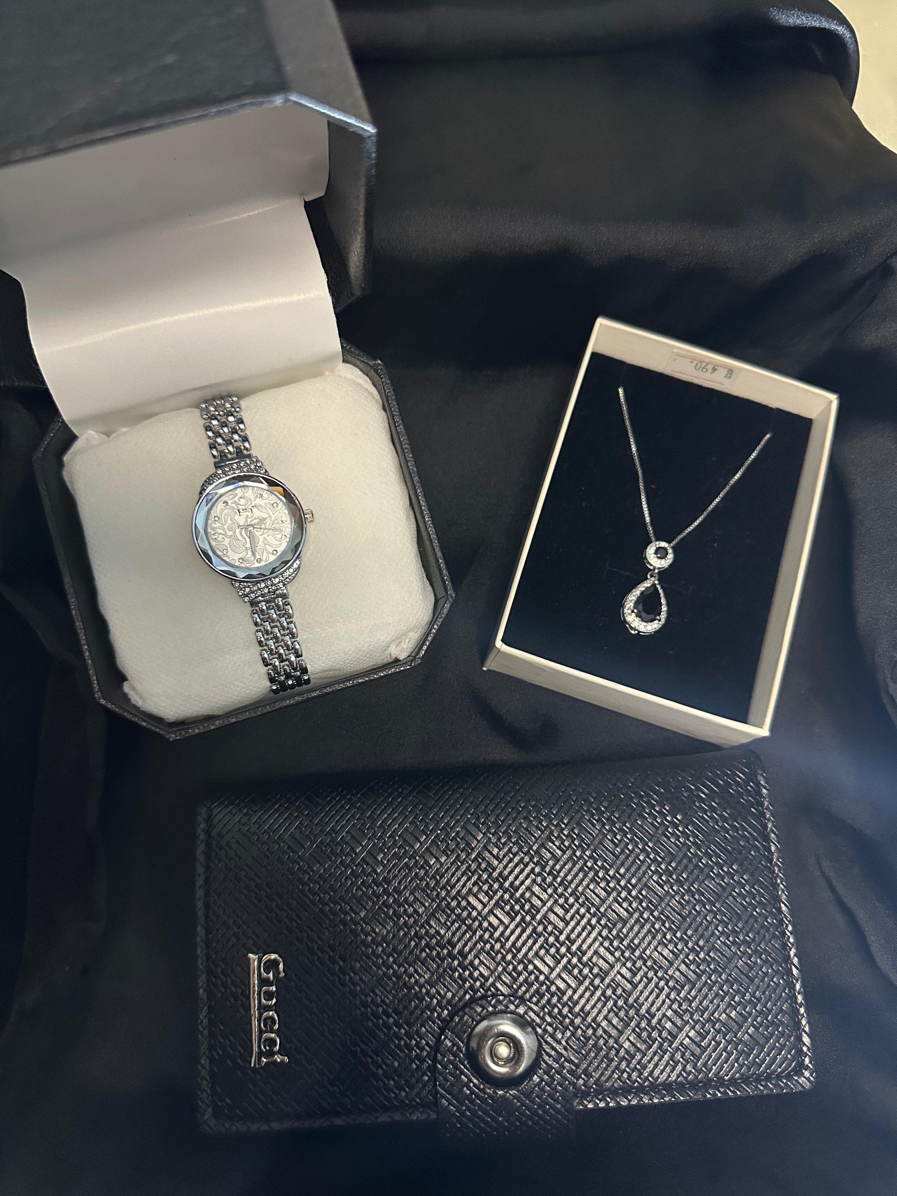 Set of 3(Watch + wallet +necklace ) gift for her