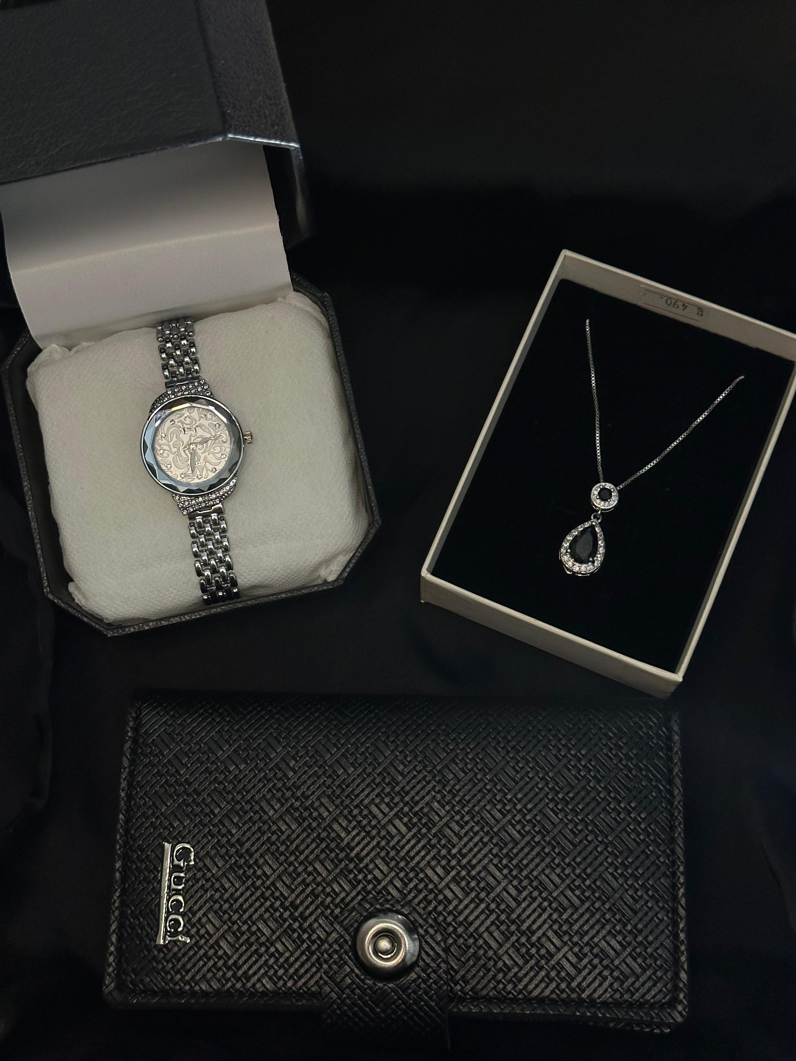 Set of 3(Watch + wallet +necklace ) gift for her