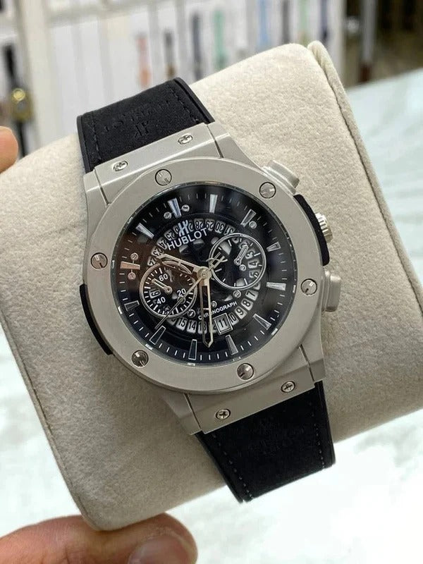Hublot Geneve Classic Fusion Stainless Steel Quartz Watch -Black and silver -