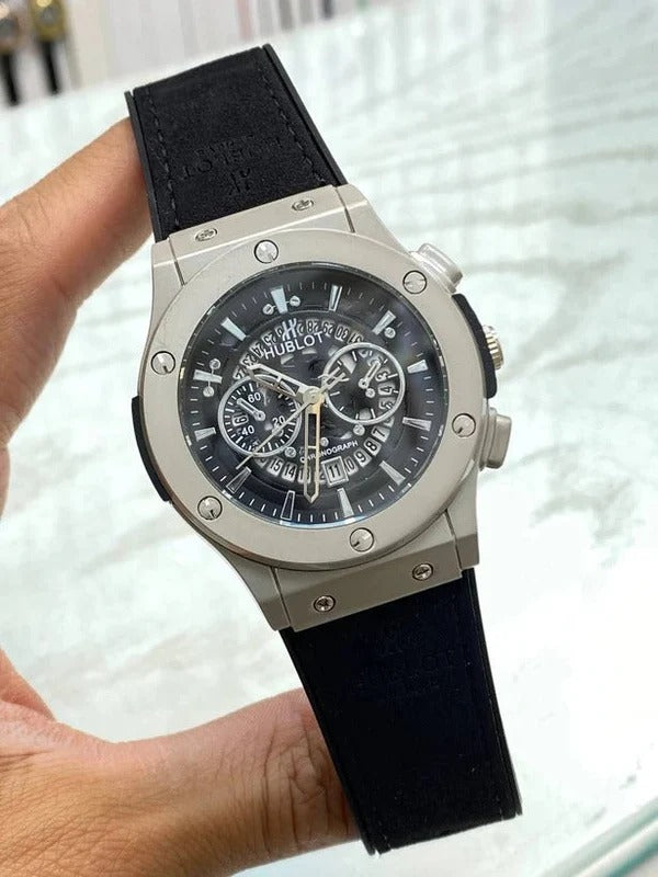 Hublot Geneve Classic Fusion Stainless Steel Quartz Watch -Black and silver -