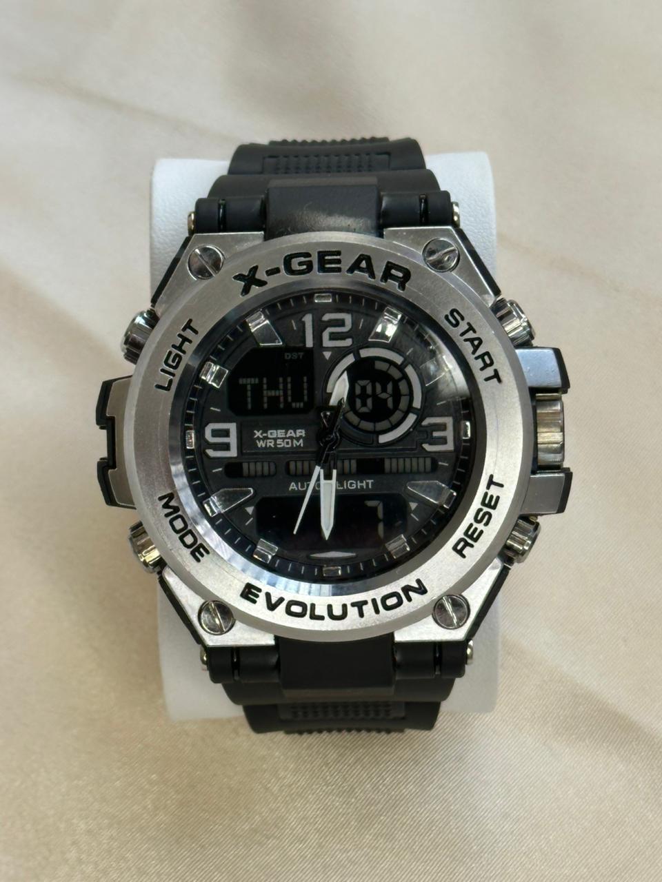 X Gear-985 Dual Time Waterproof Sports Watch For Men - Siyyah