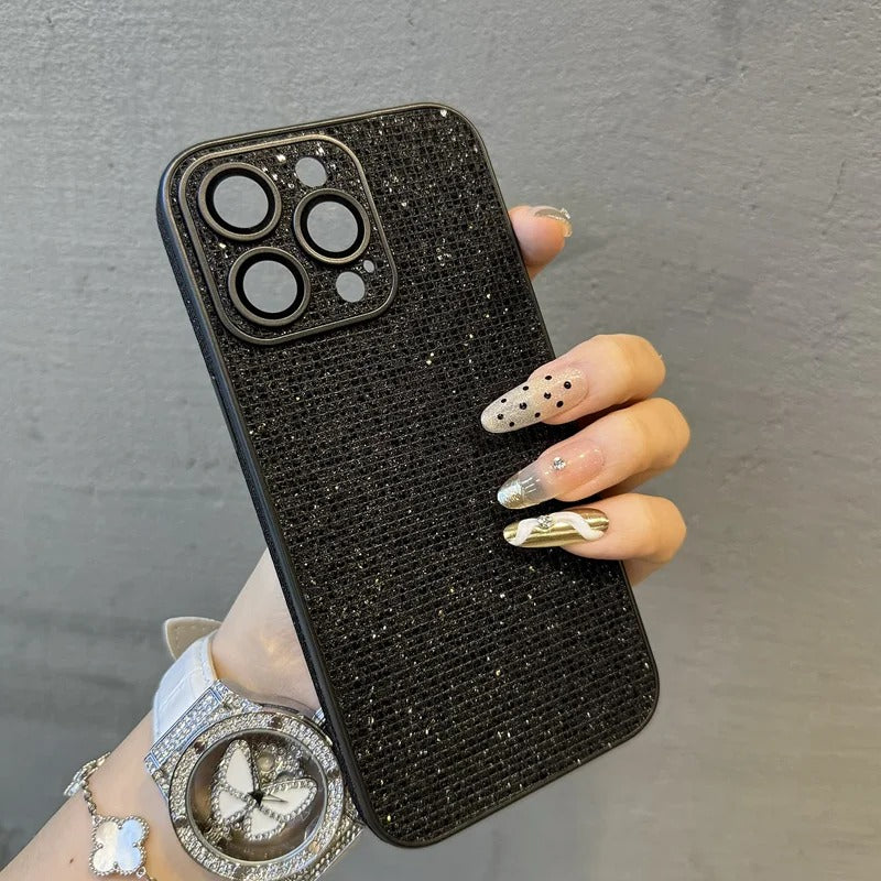 Siyyah Glitter Luxury Case For Women With Built-in Camera Lens Glass