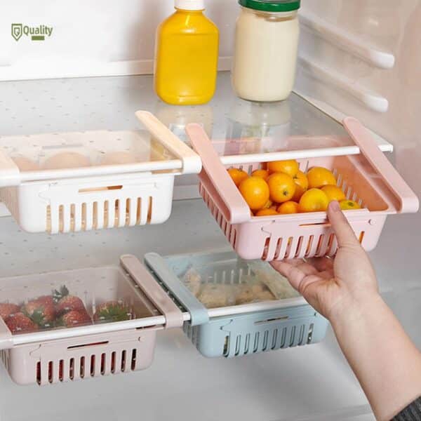 Adjustable Plastic Fridge Storage Basket – Space-Saving Organizer