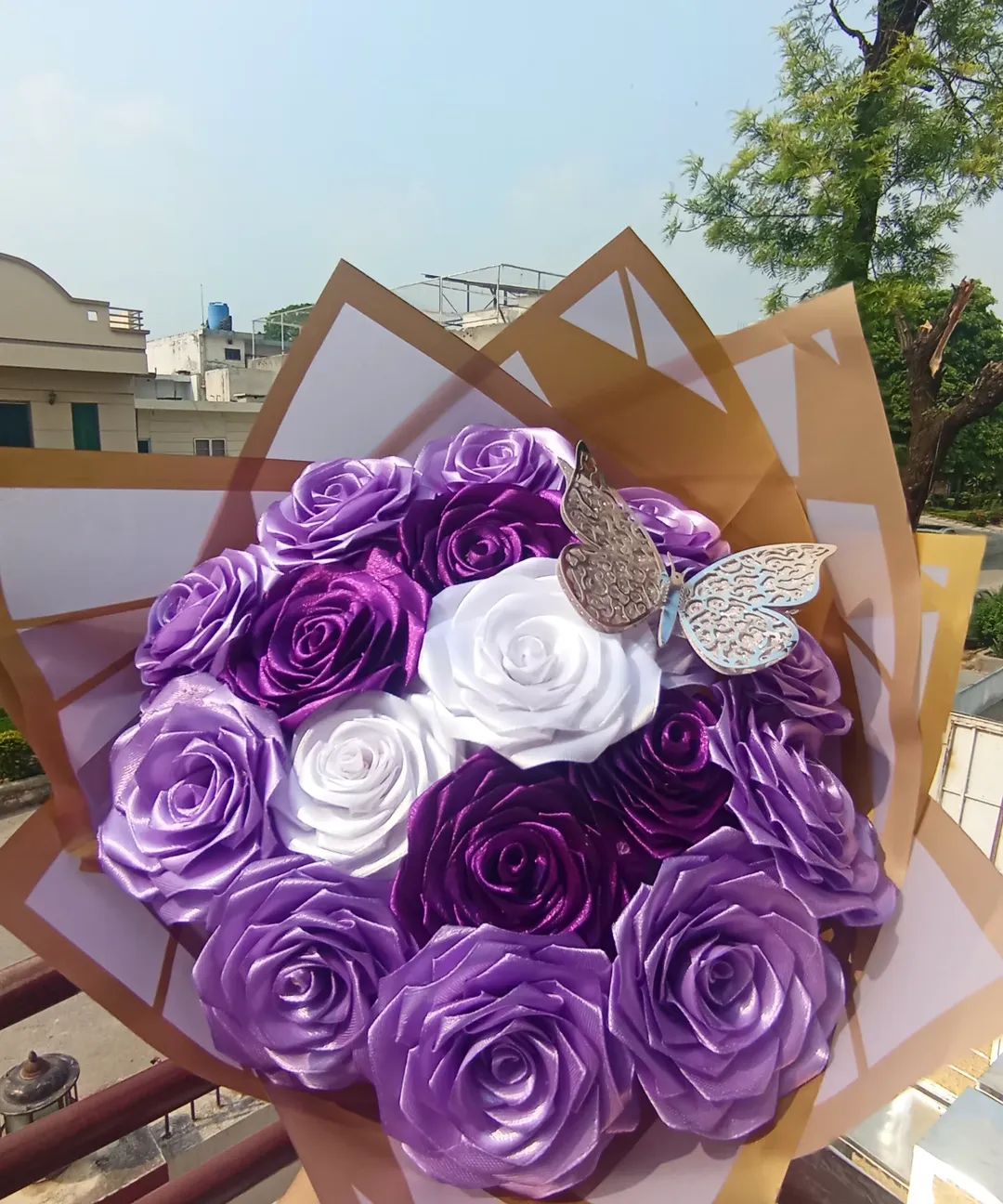 Forever Blooming Ribbon Flower 🌸 Bouquet – Handmade, Elegant & Eco-Friendly